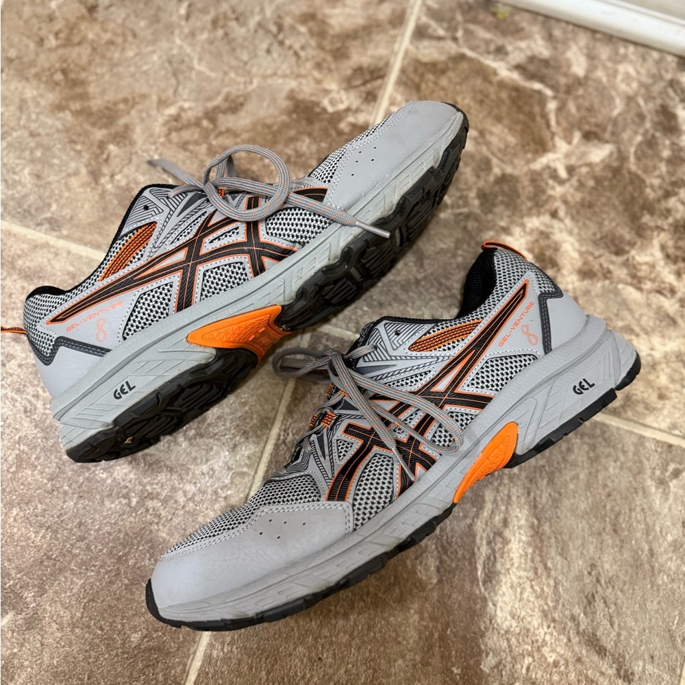 ASICS Men's Athletic Shoes in Gray and Orange